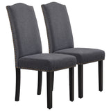 Classic Upholstered Dining Chairs with Nailhead Trim and Solid Wood Legs