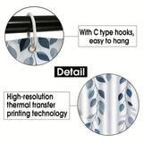 Blue Eucalyptus Shower Curtain Set with Botanical Decor Accessories