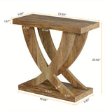 Rustic Cross Fishtail End Table With Wood Grain Finish