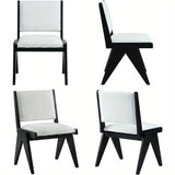 Rural Farmhouse Wooden Dining Chairs with Velvet Cushions