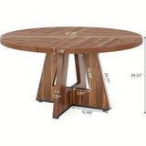 Farmhouse Style Bamboo Wood Round Dining Table for Four