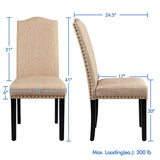 Classic Upholstered Dining Chairs with Nailhead Trim and Solid Wood Legs