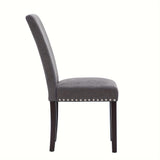 Upholstered Gray Dining Chair Set with Elegant Nailhead Trim