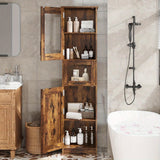 Rustic Slim Bathroom Storage Cabinet with Doors and Shelves