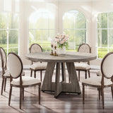Farmhouse Style Bamboo Wood Round Dining Table for Four