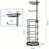 Sleek Black Metal Toilet Paper Holder and Phone Shelf