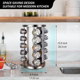 360 Degree Rotating Stainless Steel Spice Rack with Jars