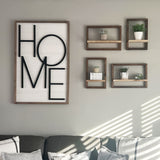 Multi-Functional Black Wood Wall Shelf Set for Home Decor