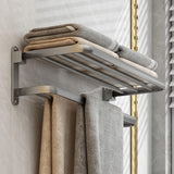Wall Mounted No Drill Towel Rack with Shelf for Bathrooms