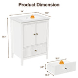 Modern Bathroom Vanity Sink Cabinet with Fluted Drawers