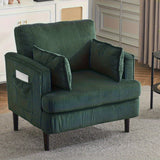 Modern Corduroy Oversized Armchair with Pillows and Side Pocket