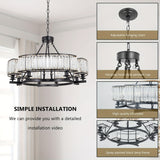 French Traditional 8 Light Round Chandelier With Crystals