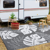 Washable Outdoor Waterproof Floral Print Area Rug for Camping