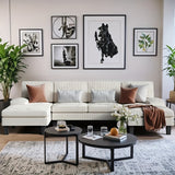 U-Shape Upholstered Sectional Sofa with Sleepable Armrests