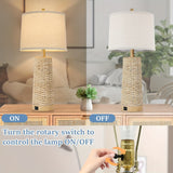 Rattan Table Lamp Set with Dual USB Charging Ports