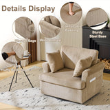Modern Corduroy Oversized Armchair with Pillows and Side Pocket