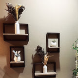 Multi-Functional Black Wood Wall Shelf Set for Home Decor