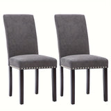 Upholstered Gray Dining Chair Set with Elegant Nailhead Trim