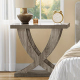 Rustic Cross Fishtail End Table With Wood Grain Finish