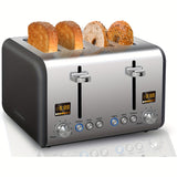 Stainless Steel Digital Toaster with LCD Display and Shade Settings