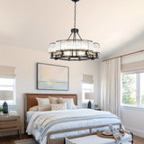 French Traditional 8 Light Round Chandelier With Crystals