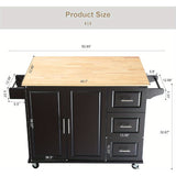 Rolling Kitchen Island Cart with Drop Leaf and Ample Storage