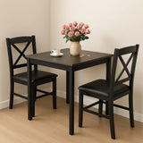 mid-century modern dining table set for 2, wooden kitchen table & 2 chairs with padded seats, 3-piece compact dining set for sm