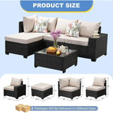 Outdoor Wicker Patio Furniture Set With Tea Table Cushions