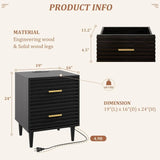 2 piece nightstand set with USB ports and storage