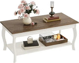 Rustic Coffee Table With Curved Legs And Shelf Centerpiece