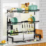 Stainless Steel Over Sink Drying Rack With Utensil Holder