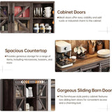 Freestanding Kitchen Pantry Hutch With Led Lights And Outlet