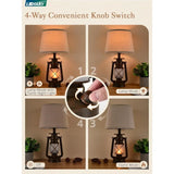 Vintage Flickering Flame LED Lantern Lamps for Bedroom