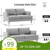 Mid Century Loveseat Upholstered Two Seater Sofa Lounge