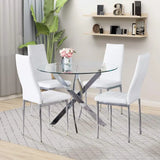 Contemporary glass dining table and upholstered chair set