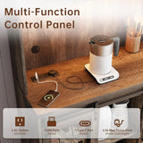 Freestanding Kitchen Pantry Hutch With Led Lights And Outlet