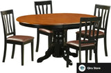 Oval Dining Table Set Butterfly Leaf Faux Leather Chairs