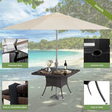 Rattan Dining Set With Glass Top Tables And Umbrella Cutout