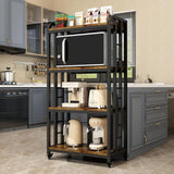 Four Tier Kitchen Baker's Rack With Rolling Wheels Cart
