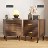 Stylish nightstand set with storage drawers and USB ports