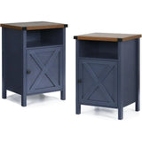 Farmhouse End Tables Set Of Two With Barn Door Shelf