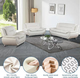 Modern 3 Piece Faux Leather Living Room Couch Set