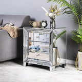 Modern mirrored nightstand with storage for bedroom