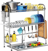 Stainless Steel Over Sink Drying Rack With Utensil Holder