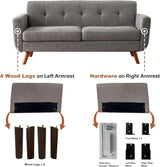 Mid Century Modern Loveseat Sofa Tufted Upholstered Couch