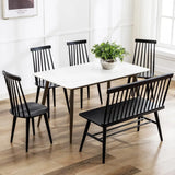 Wood Dining Chairs Set of Four Slat Back Farmhouse Style
