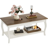 Rustic Coffee Table With Curved Legs And Shelf Centerpiece