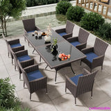 Rattan Dining Set With Glass Top Tables And Umbrella Cutout