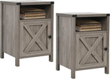 Farmhouse End Tables Set Of Two With Barn Door Shelf