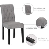 Six Button Tufted Dining Chairs With Solid Wood Legs